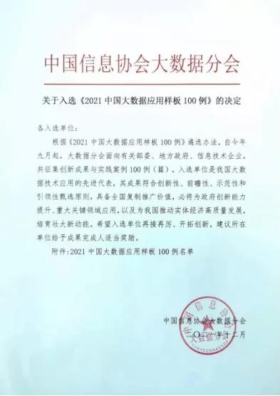 ku娱乐科技入选《2021中国大数据应用样板100例》